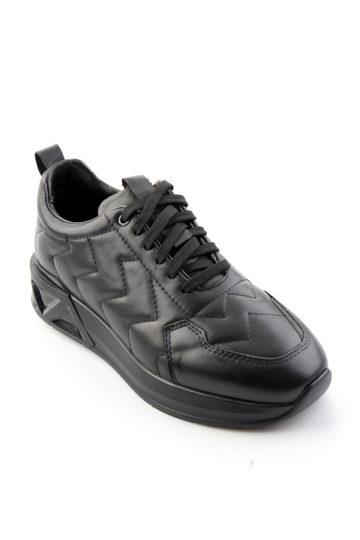 Siyah Napa Hakiki Deri Erkek Sneaker E01774033343