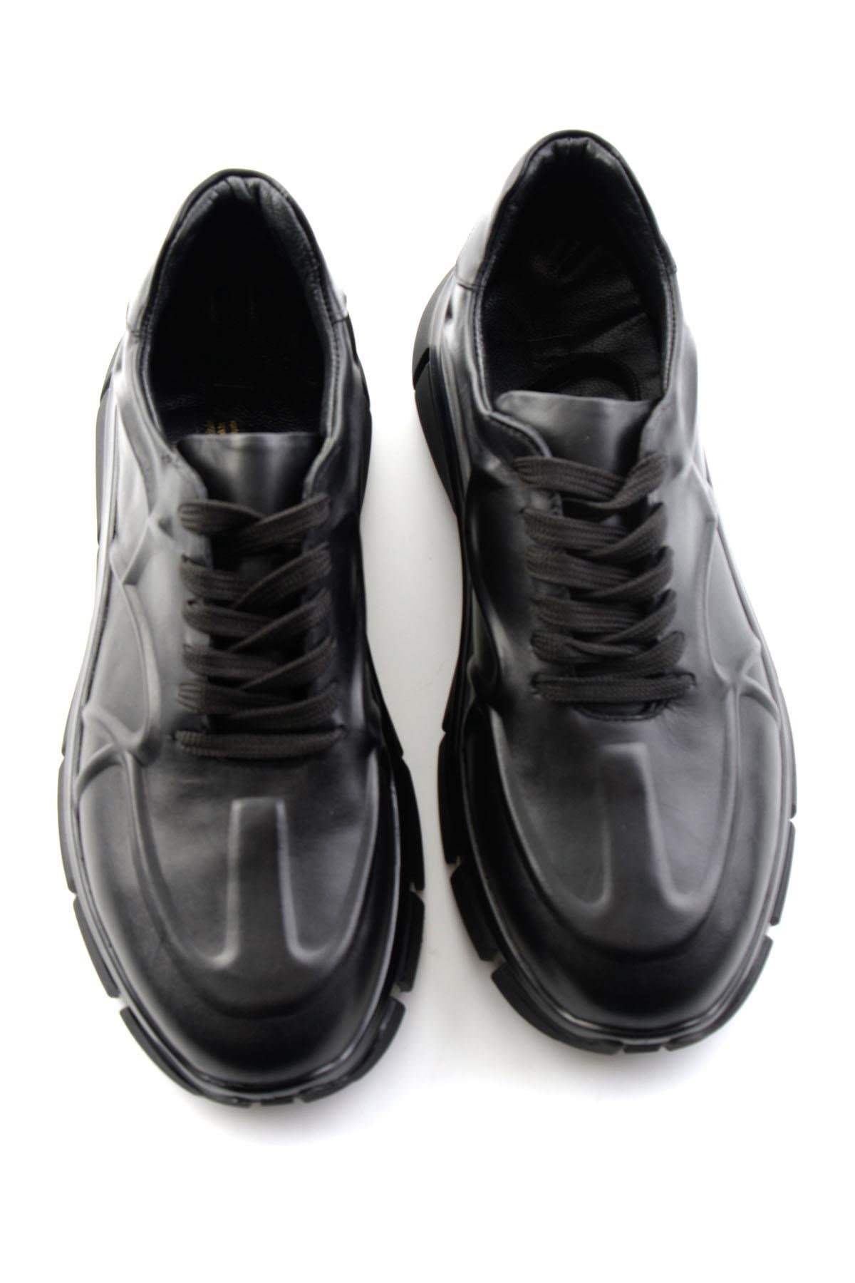 Siyah Napa Hakiki Deri Erkek Sneaker E01736060343