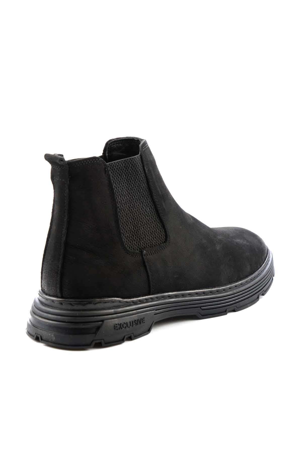 Siyah Nubuk Hakiki Deri Erkek Bot & Bootie E02863314601