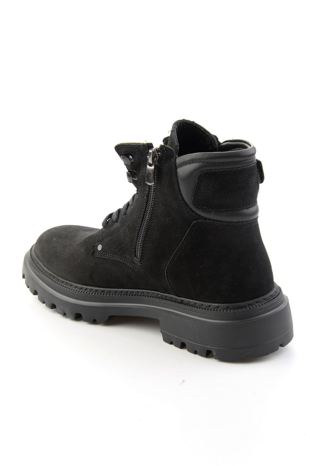 Siyah Nubuk Hakiki Deri Erkek Bot & Bootie E02396025701