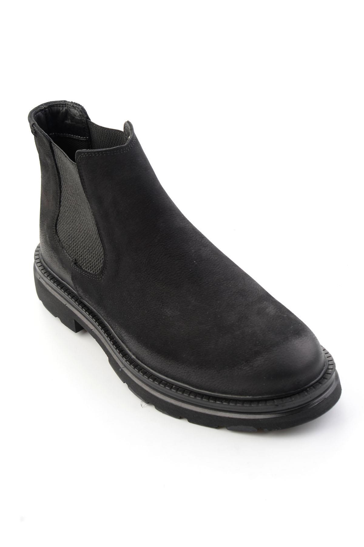 Siyah Nubuk Hakiki Deri Erkek Bot & Bootie E02089009401