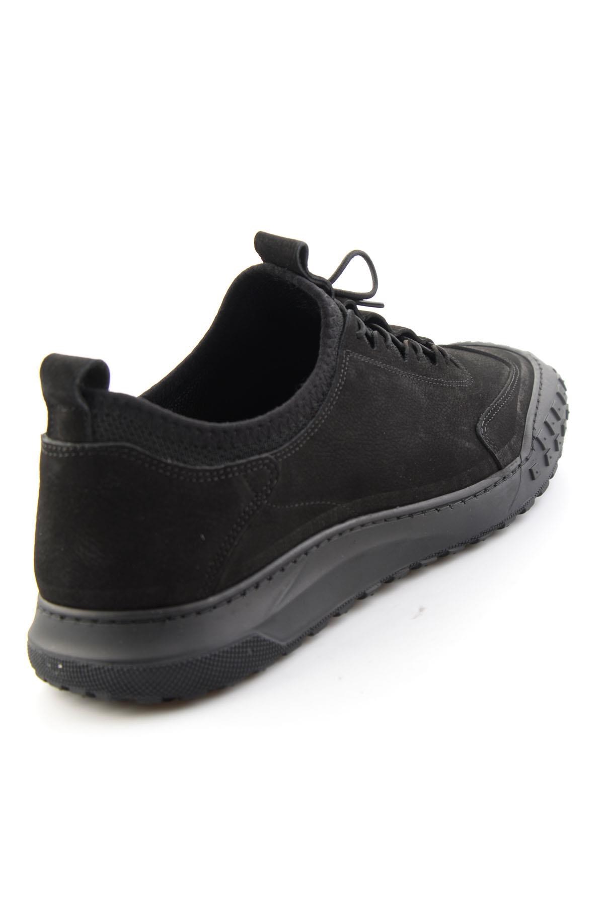 Siyah Nubuk Hakiki Deri Erkek Sneaker E01076378501