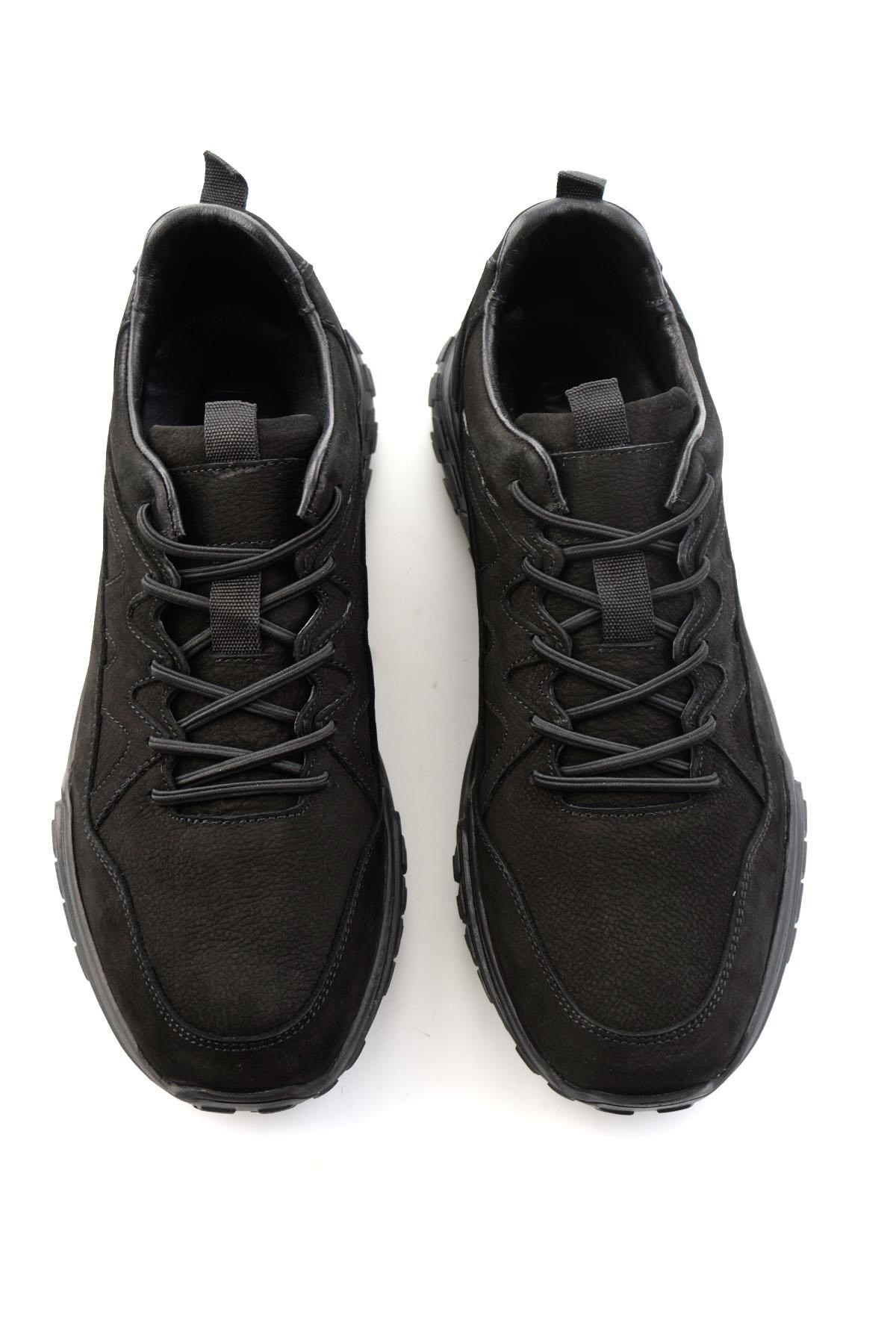 Siyah Nubuk Hakiki Deri Erkek Sneaker E01018272001