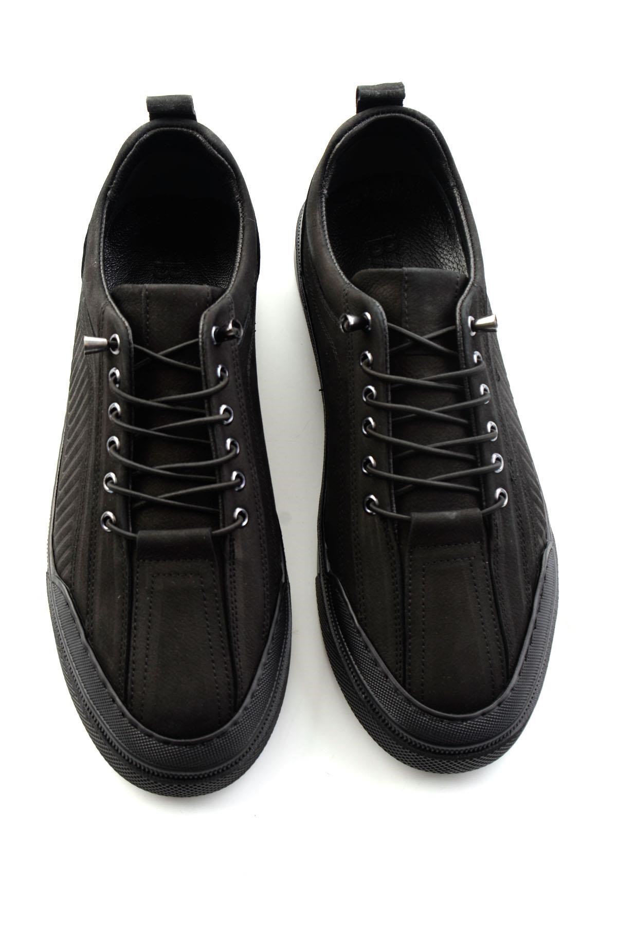 Siyah Nubuk Hakiki Deri Erkek Sneaker E01438096001