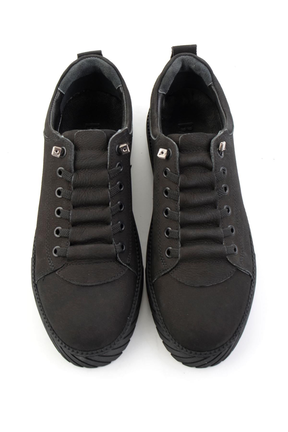 Siyah Nubuk Hakiki Deri Erkek Sneaker E01610196501