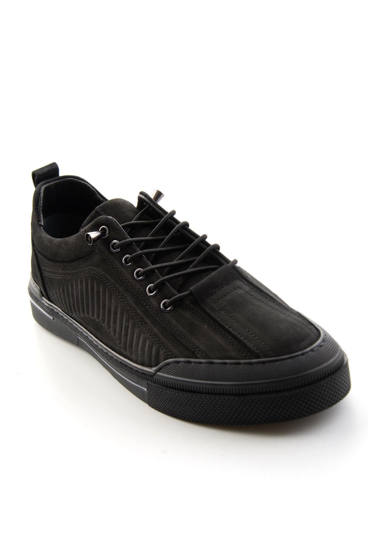 Siyah Nubuk Hakiki Deri Erkek Sneaker E01438096001