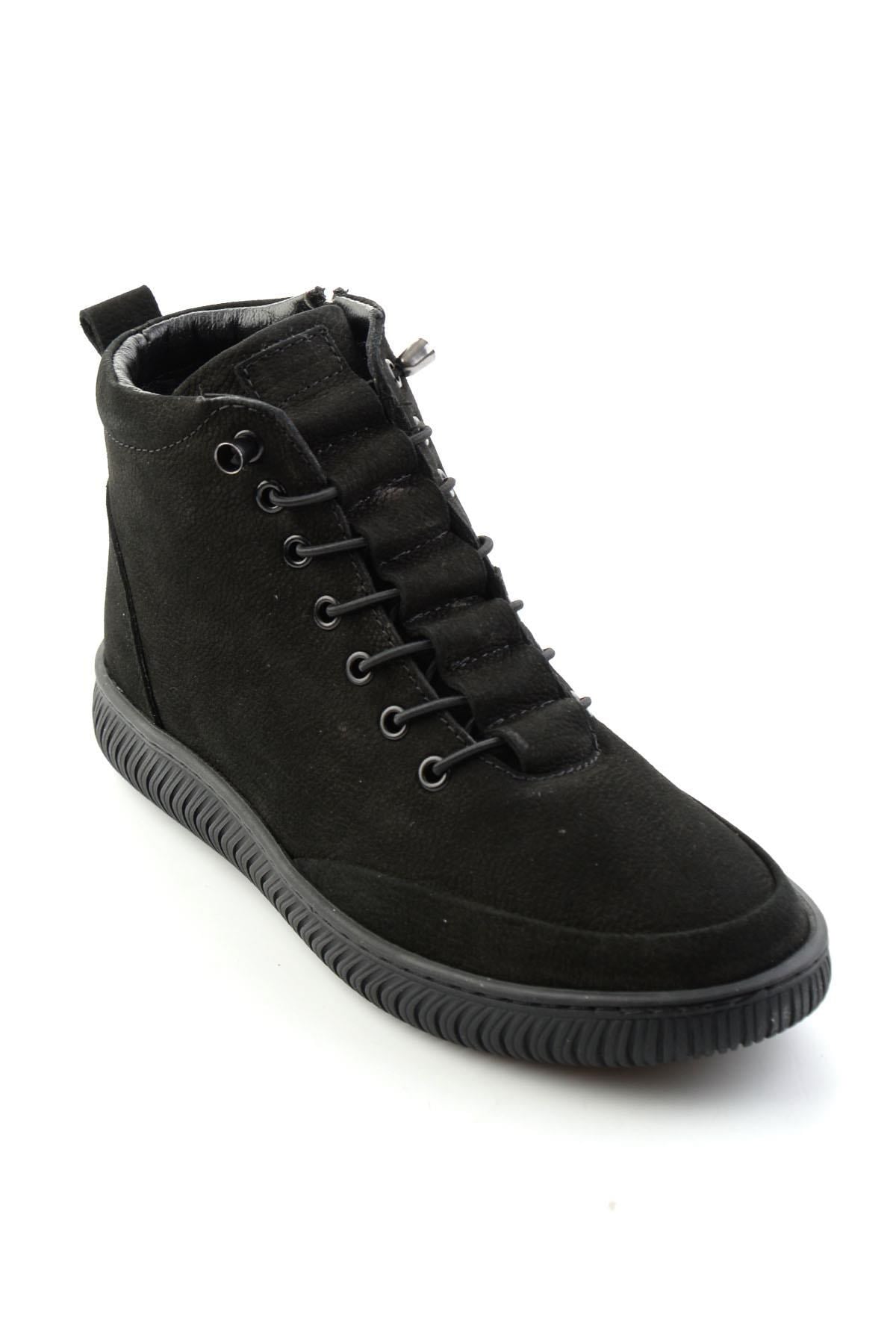 Siyah Nubuk Hakiki Deri Kadın Bot & Bootie K02045900101