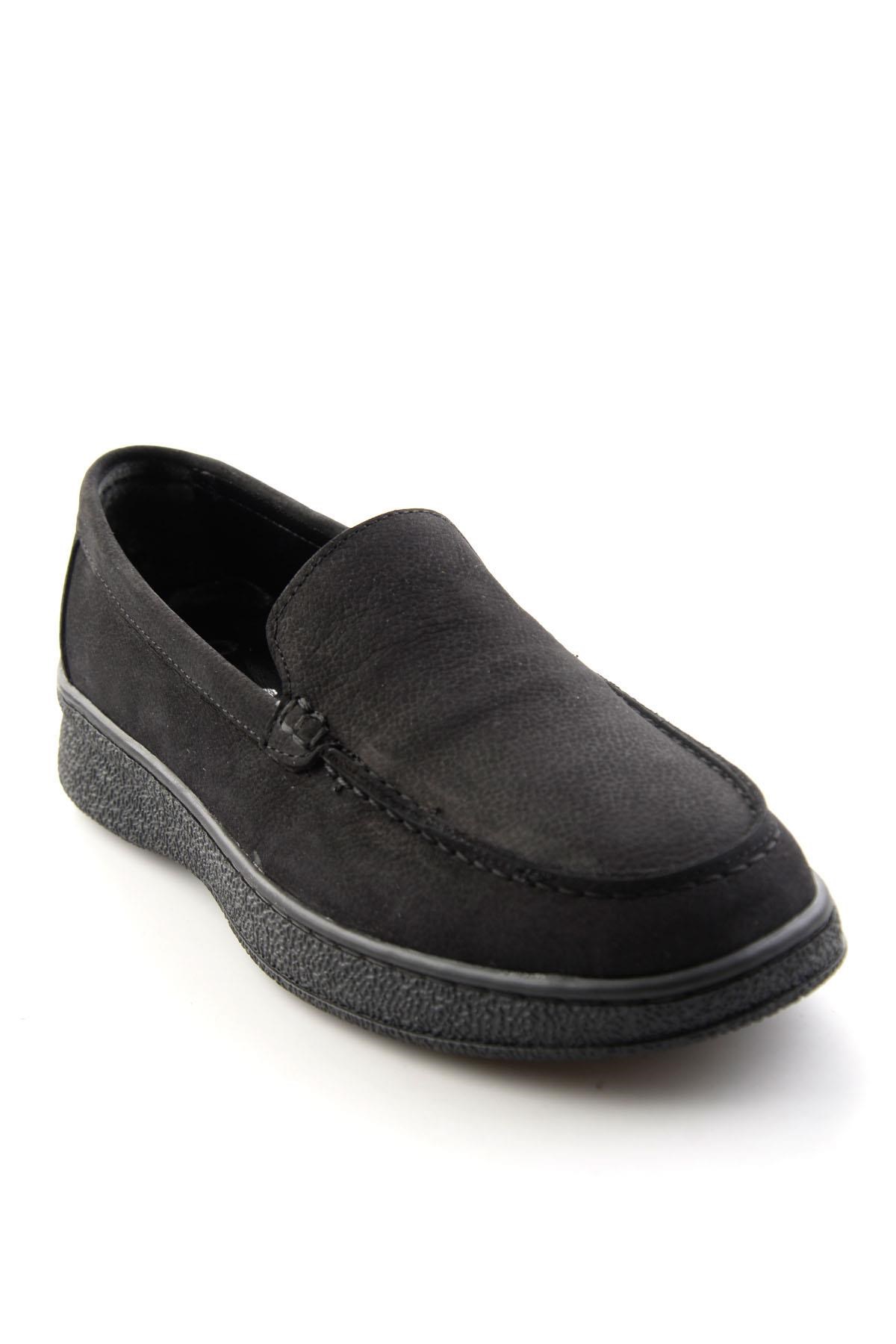 Siyah Nubuk Hakiki Deri Kadın Loafer Ayakkabı K01007979401