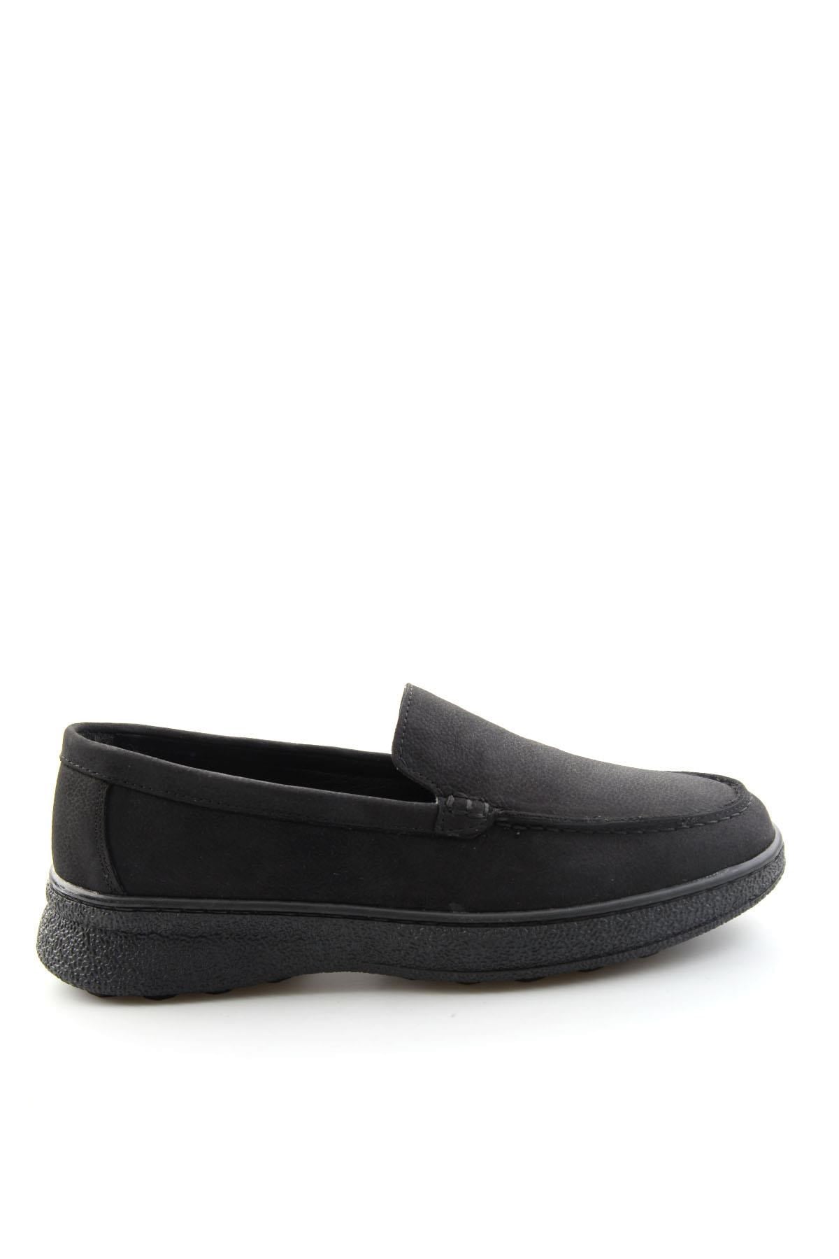 Siyah Nubuk Hakiki Deri Kadın Loafer Ayakkabı K01007979401