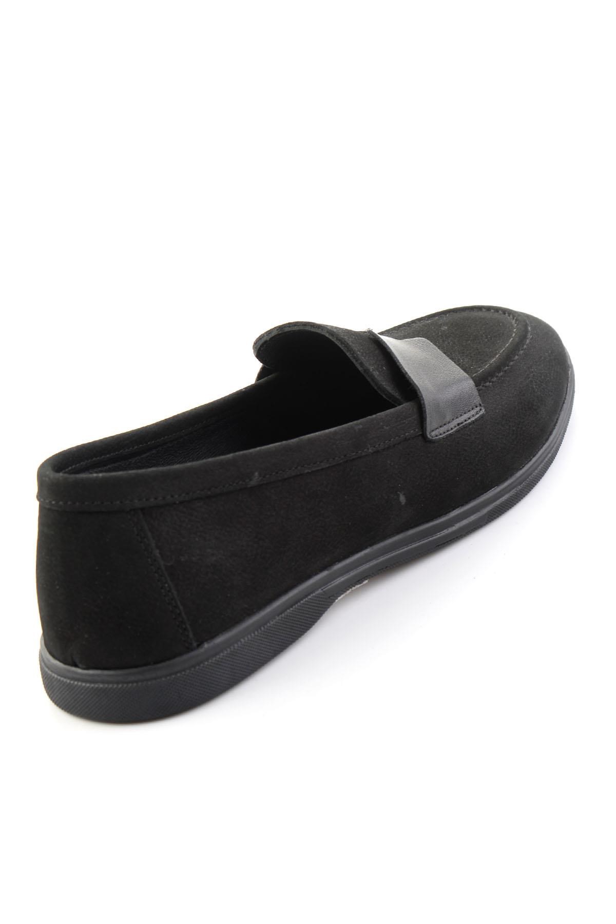 Siyah Nubuk Hakiki Deri Kadın Loafer Ayakkabı K01821097401