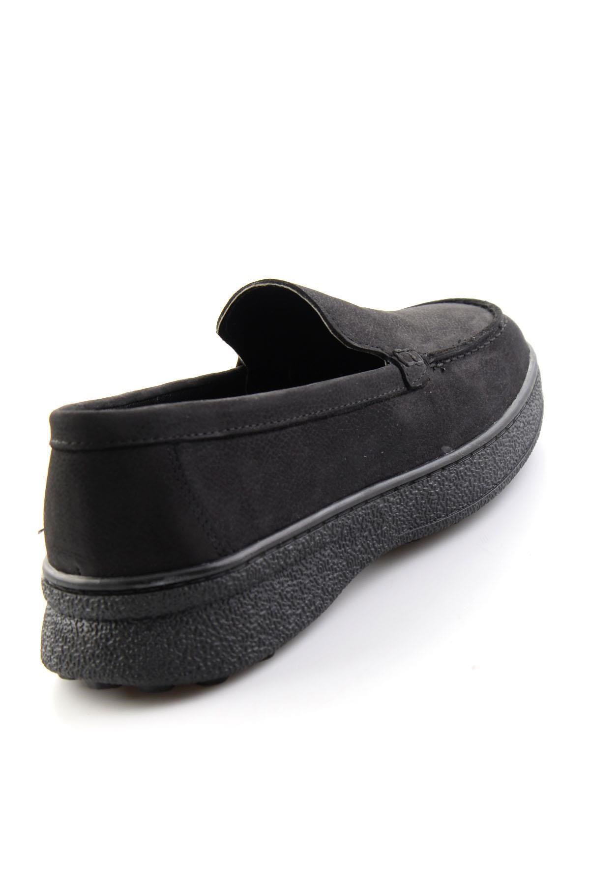 Siyah Nubuk Hakiki Deri Kadın Loafer Ayakkabı K01007979401