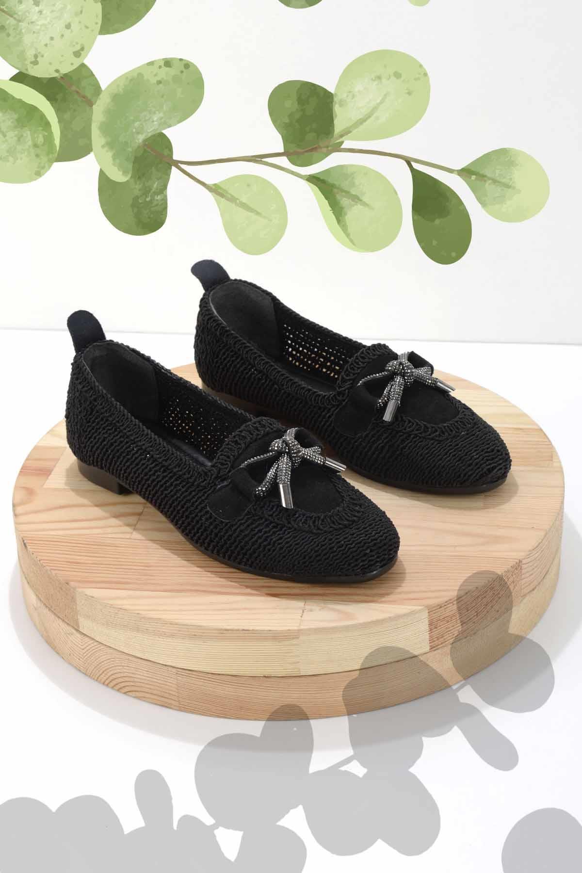 Siyah Örgü  Kadın Espadril K01823251116