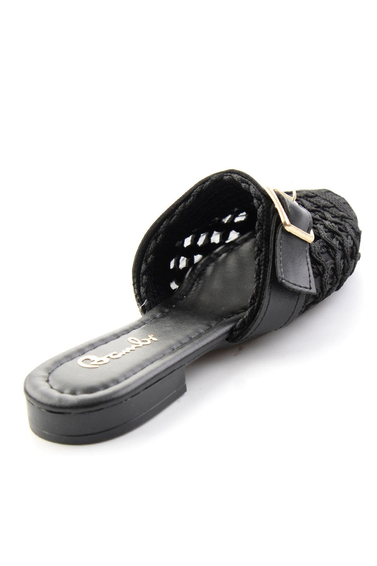 Siyah Örgü  Kadın Terlik K04980210116