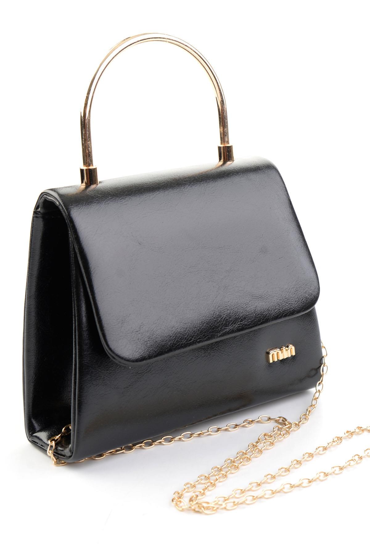 Siyah Parlak  Kadın Abiye Çanta C06599041509