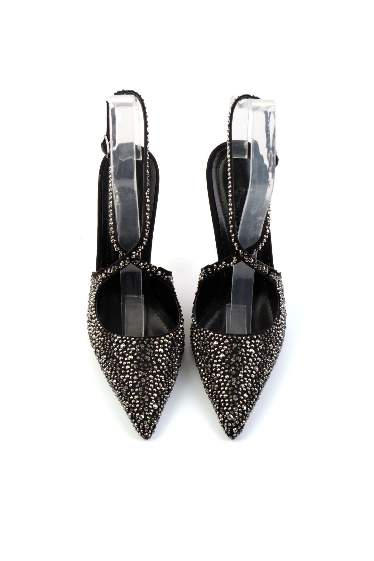 Siyah Platin  Kadın Abiye Ayakkabı K01565041287