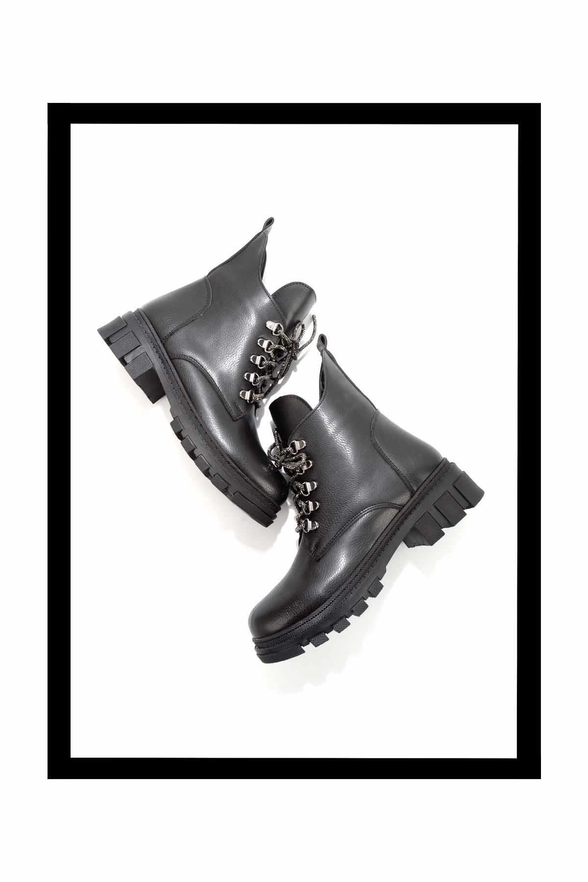 Siyah Platin  Kadın Bot & Bootie K02875070209