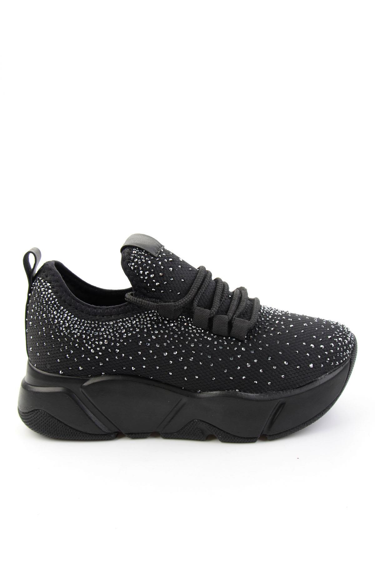 Siyah Platin Triko  Kadın Sneaker K01824040382