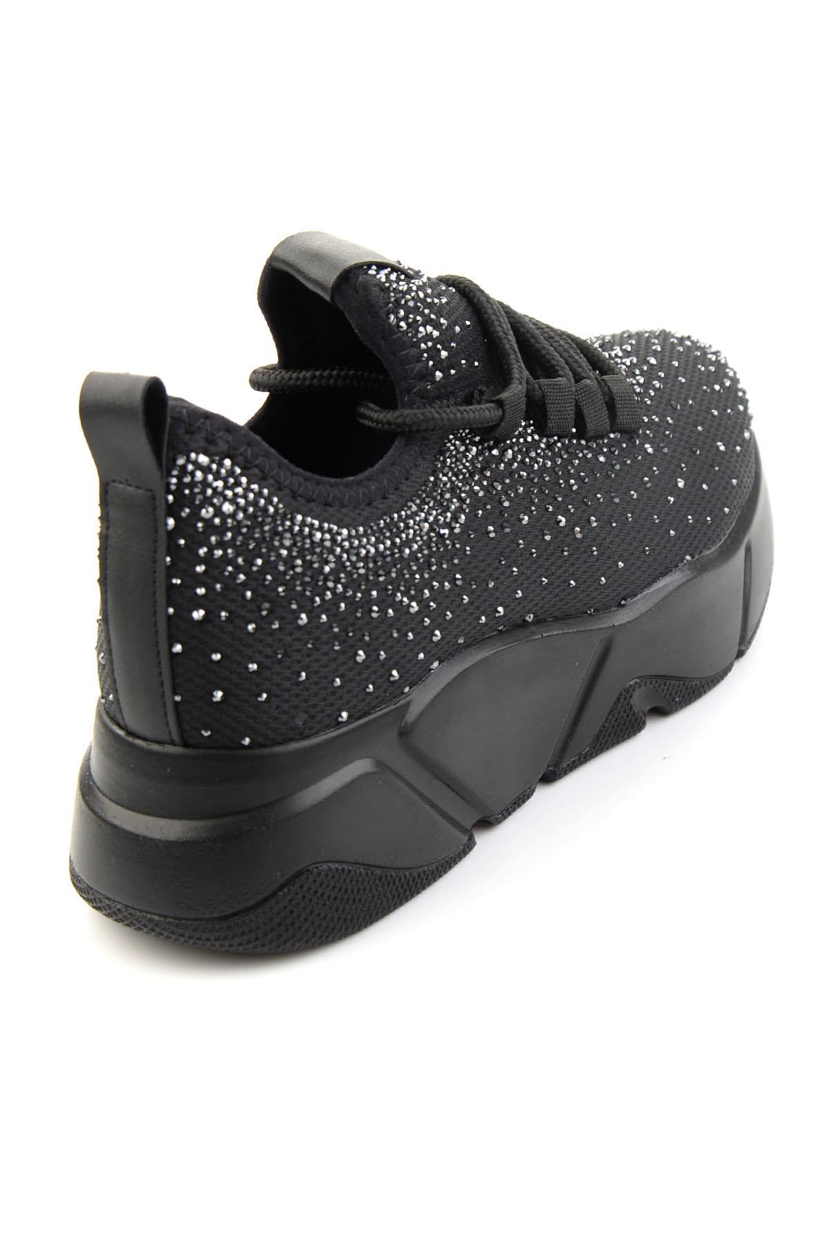Siyah Platin Triko  Kadın Sneaker K01824040382