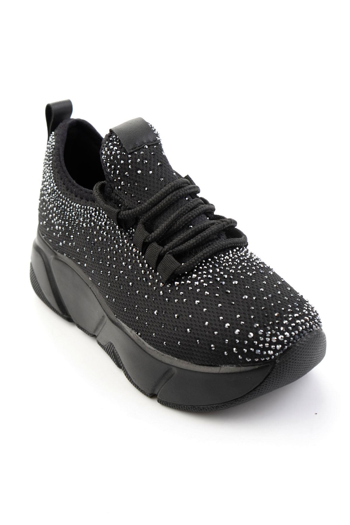 Siyah Platin Triko  Kadın Sneaker K01824040382