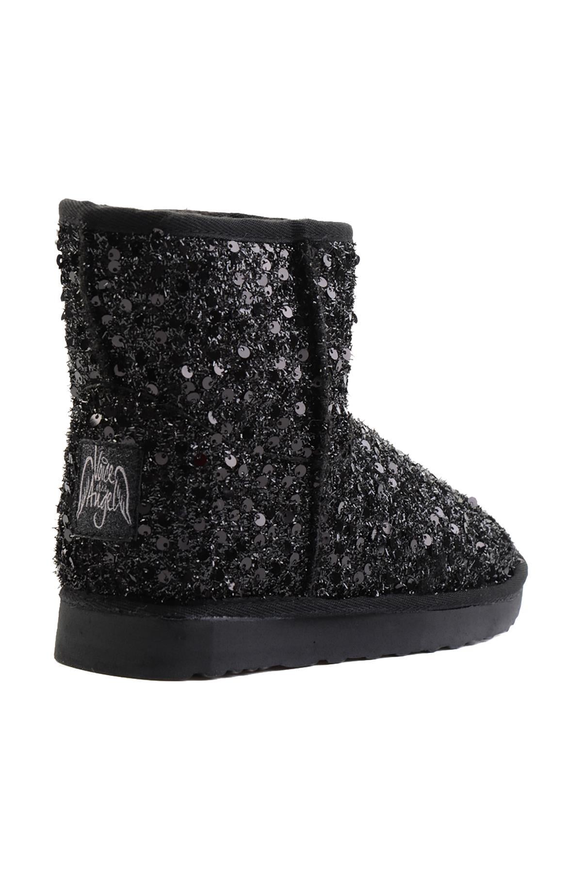 Siyah Pullu  Kadın Bot & Bootie K02635510153