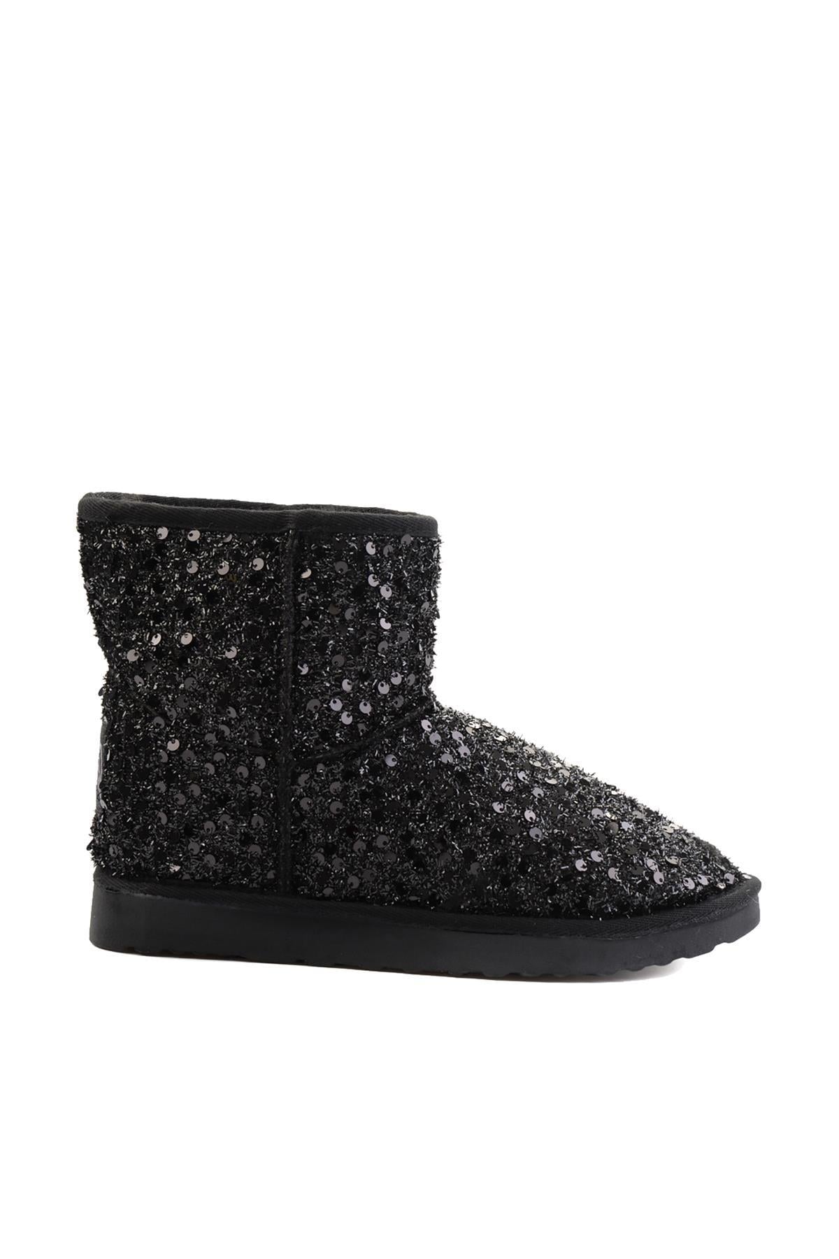 Siyah Pullu  Kadın Bot & Bootie K02635510153