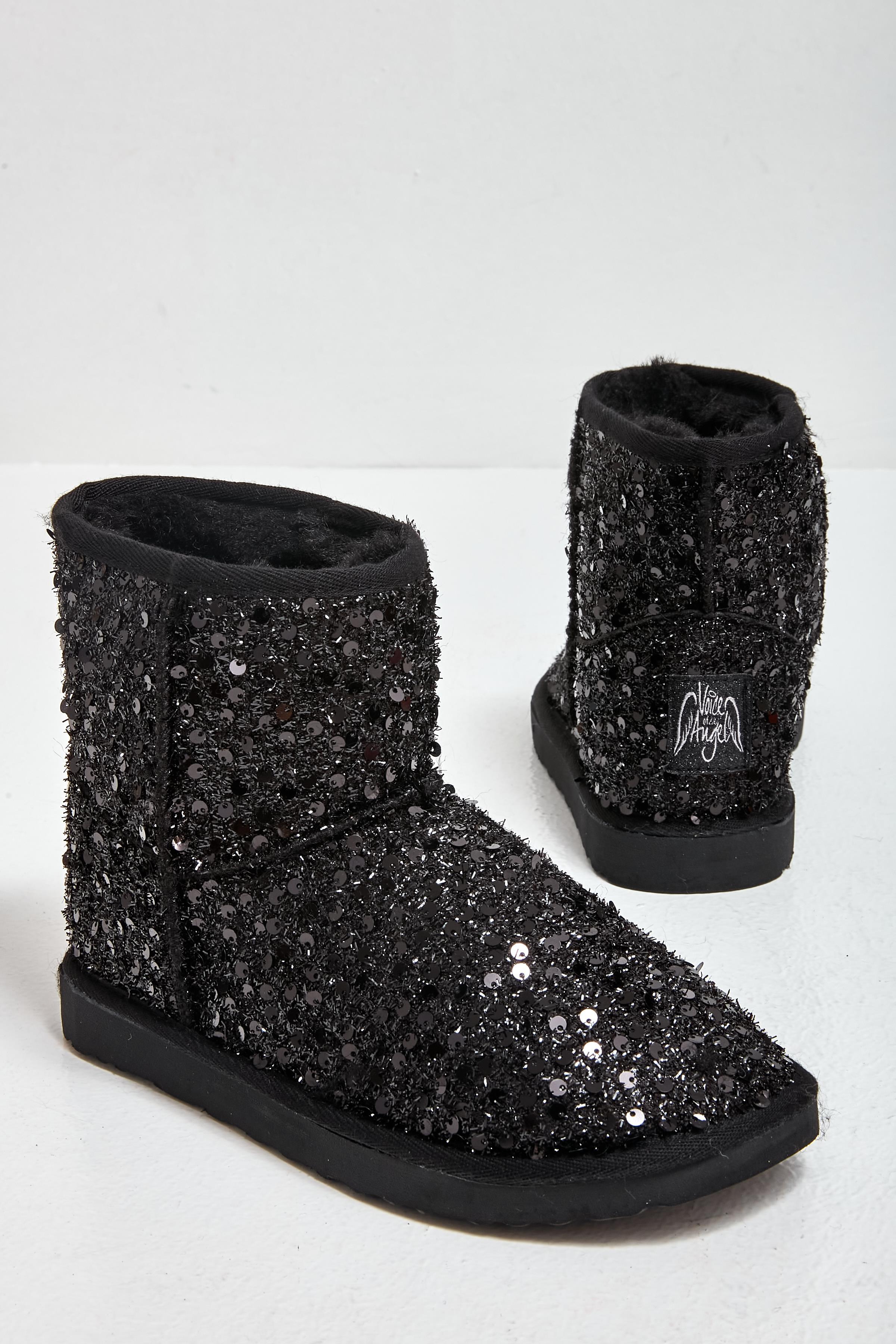 Siyah Pullu  Kadın Bot & Bootie K02635510153