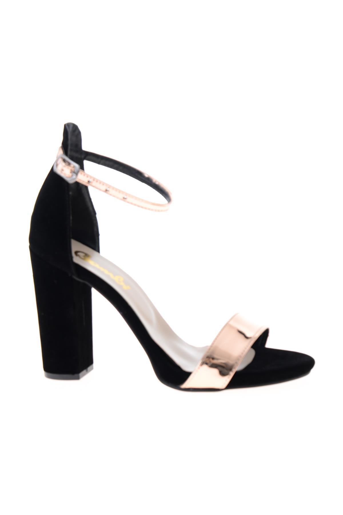 Siyah Rose Süet  Kadın Abiye Ayakkabı K01527202072