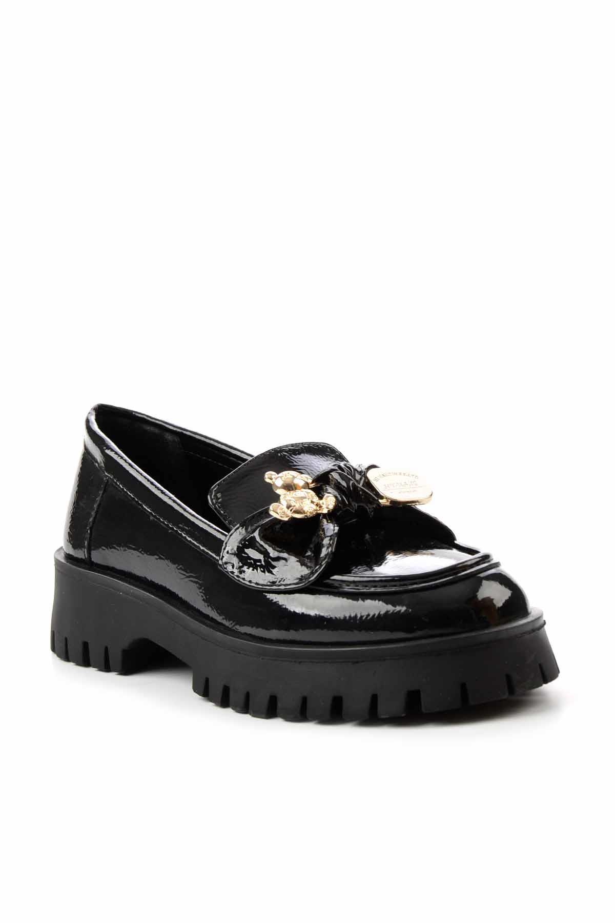 Siyah Rugan  Kadın Loafer Ayakkabı K01246170408