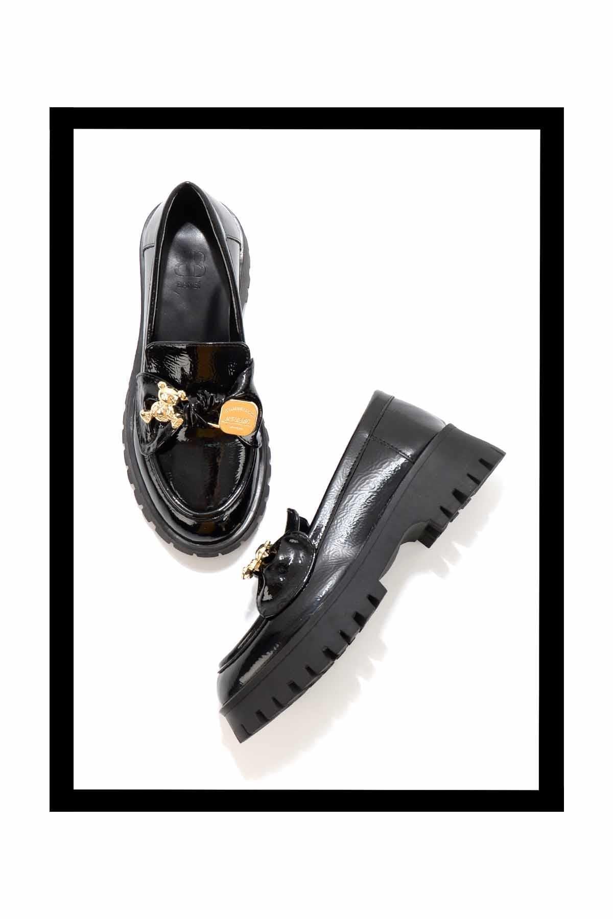 Siyah Rugan  Kadın Loafer Ayakkabı K01246170408