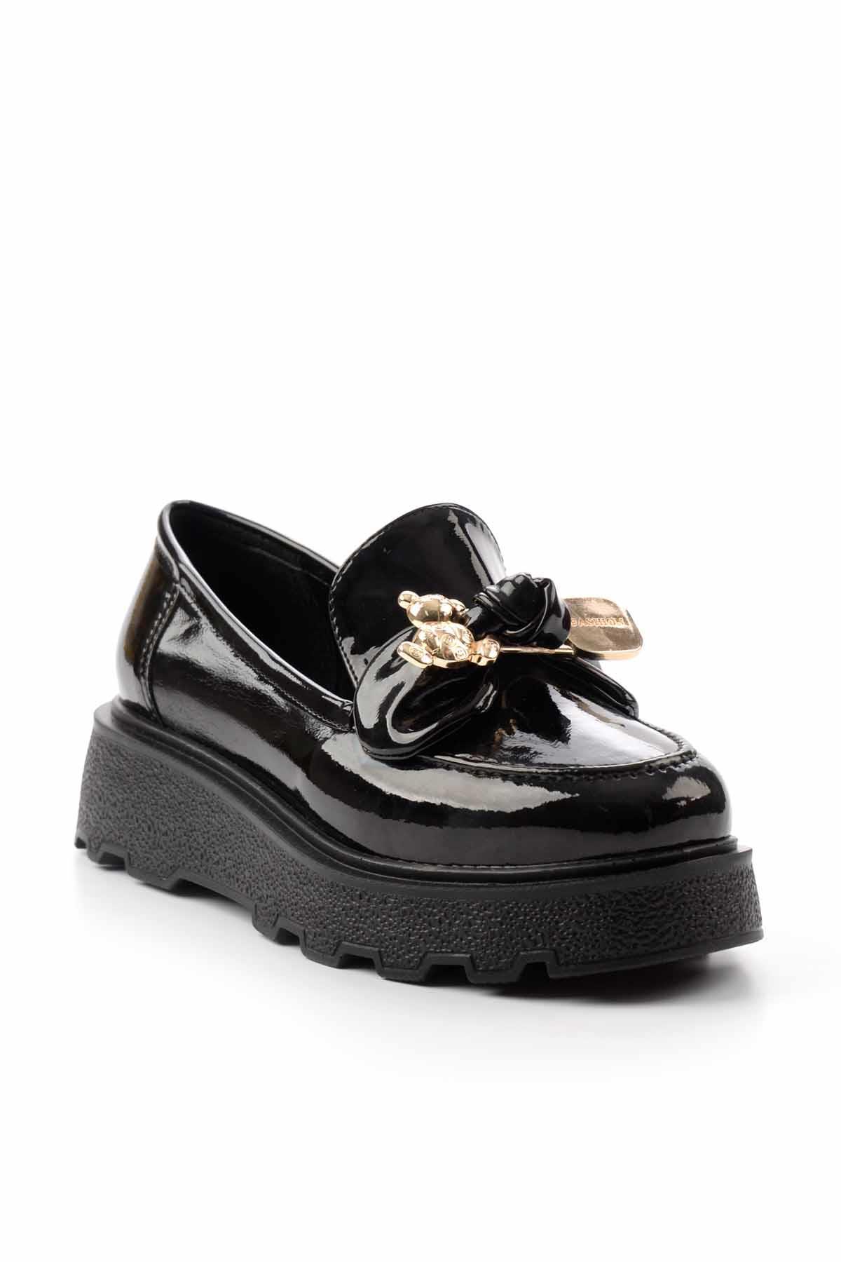 Siyah Rugan  Kadın Loafer Ayakkabı K01236005608