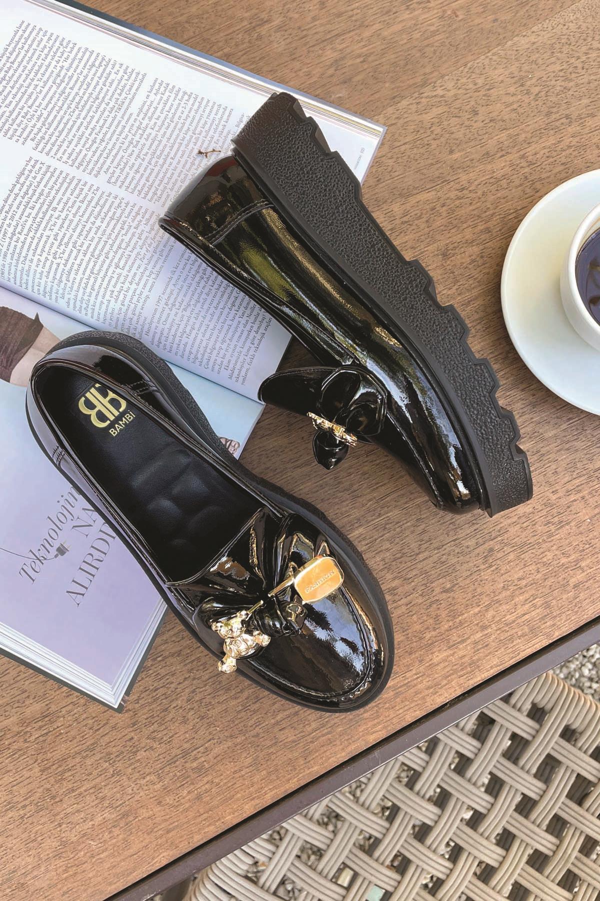 Siyah Rugan  Kadın Loafer Ayakkabı K01236005608