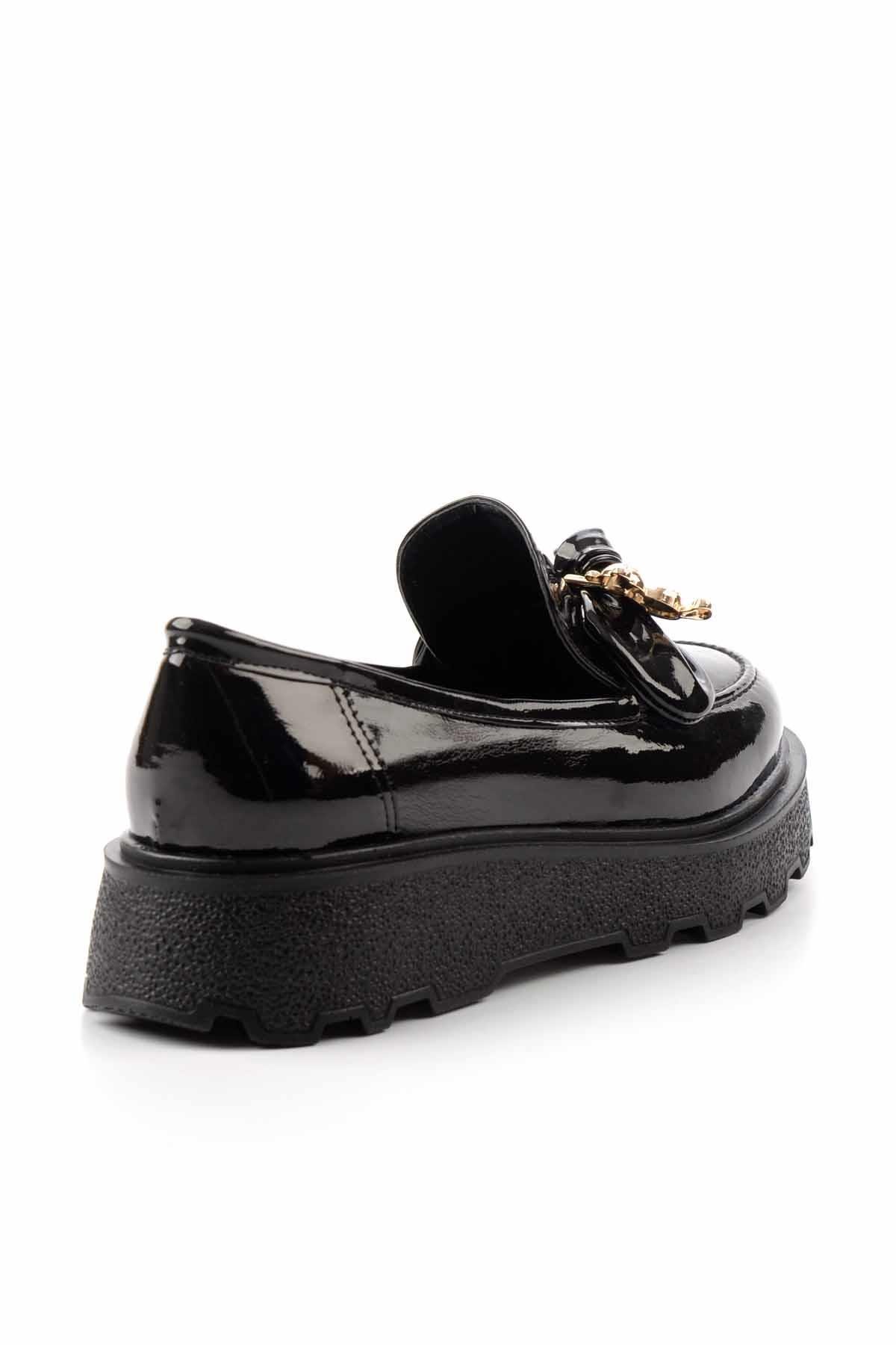 Siyah Rugan  Kadın Loafer Ayakkabı K01236005608