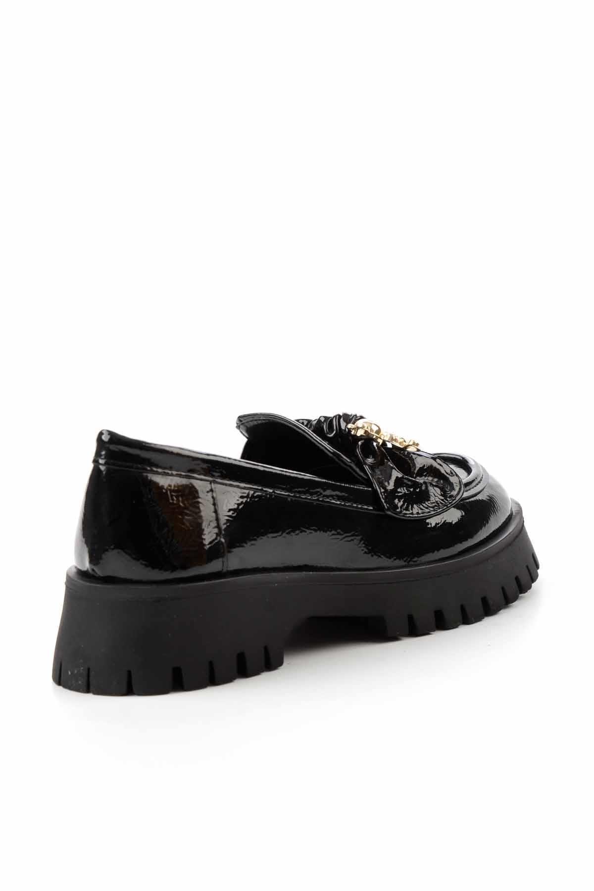 Siyah Rugan  Kadın Loafer Ayakkabı K01246170408