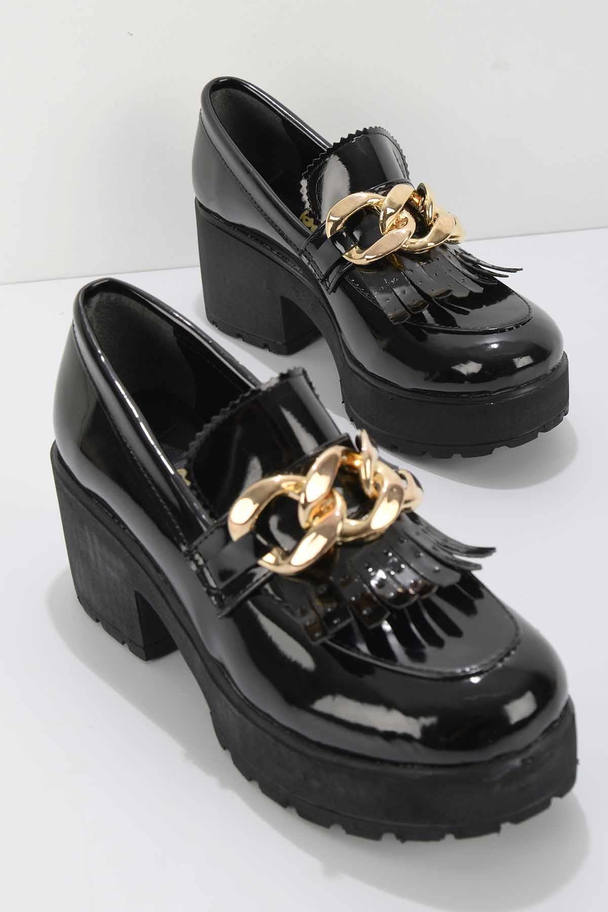 Siyah Rugan  Kadın Loafer Ayakkabı K01534070108