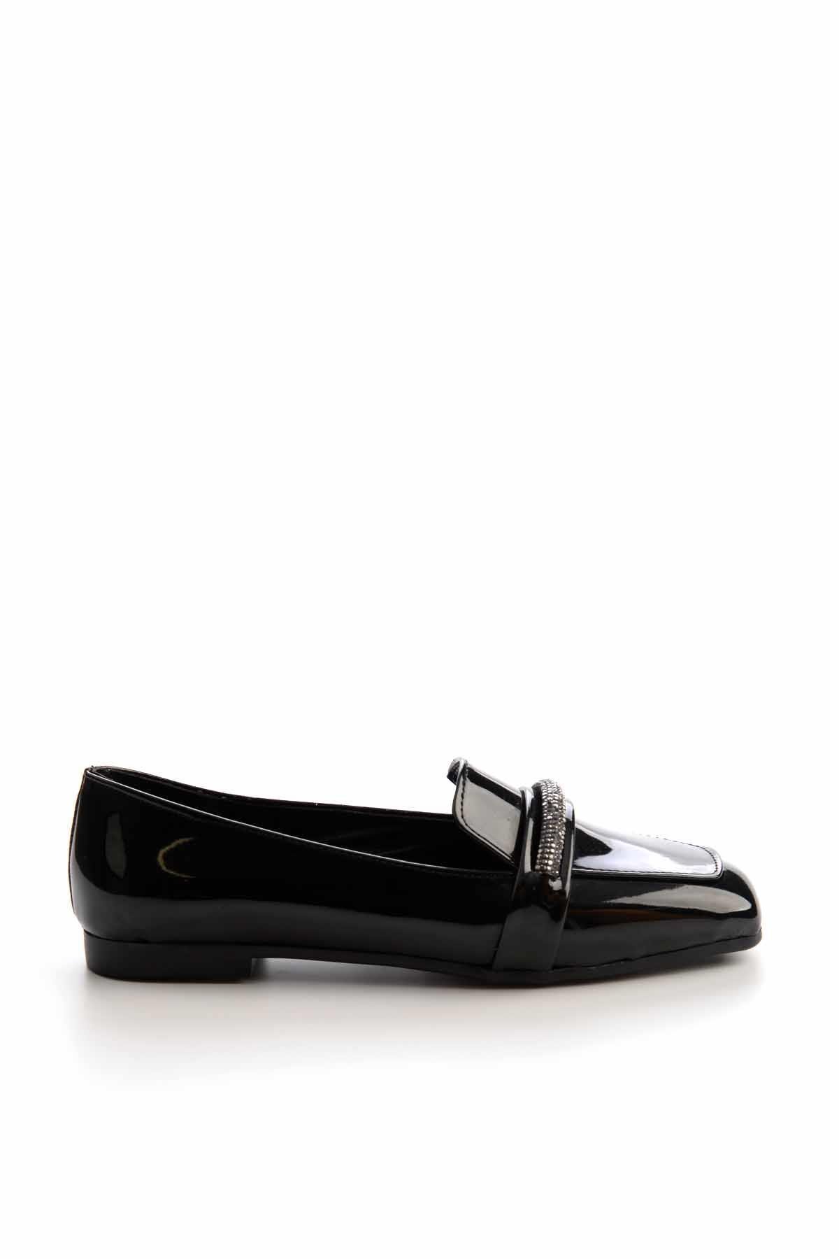 Siyah Rugan  Kadın Loafer Ayakkabı K01641165808