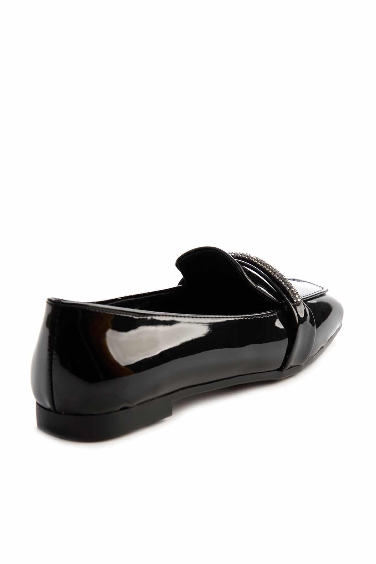 Siyah Rugan  Kadın Loafer Ayakkabı K01641165808