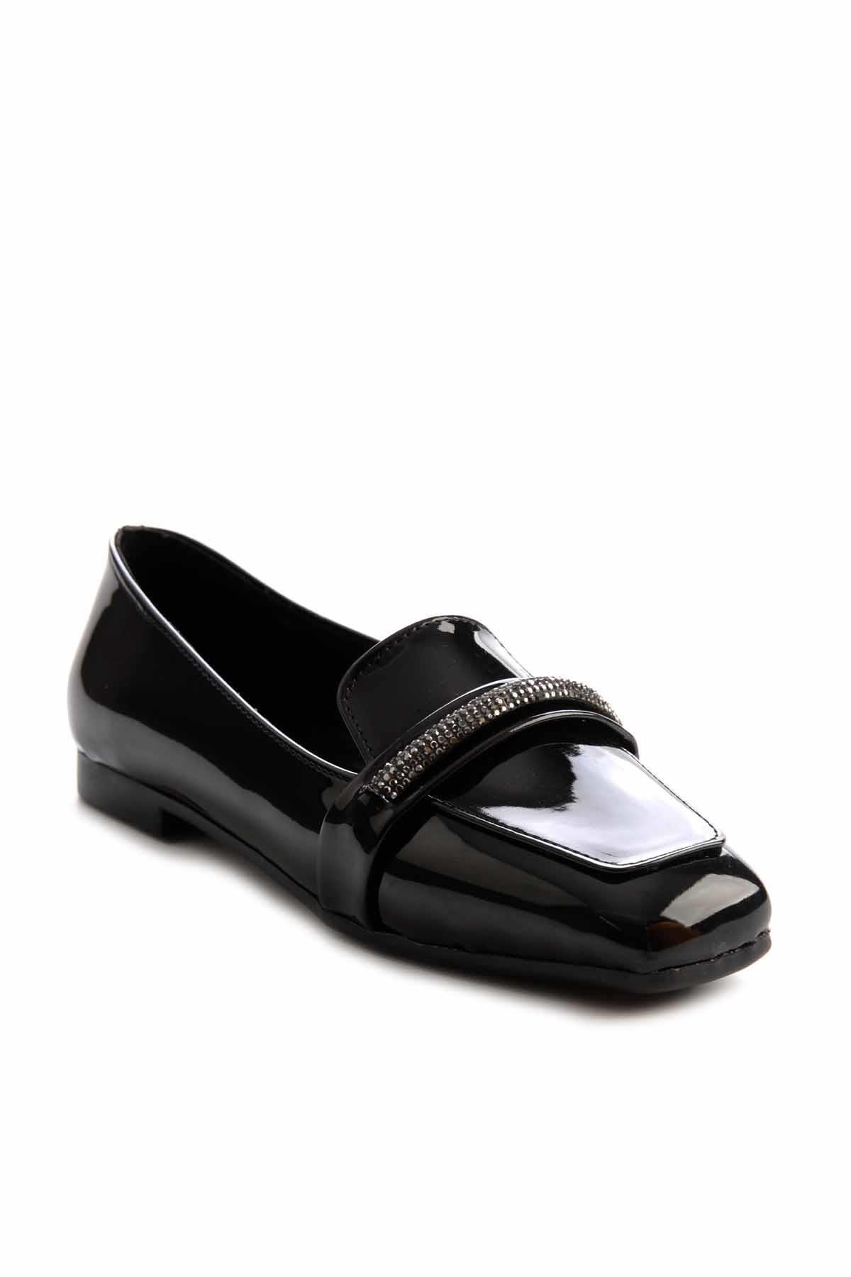 Siyah Rugan  Kadın Loafer Ayakkabı K01641165808