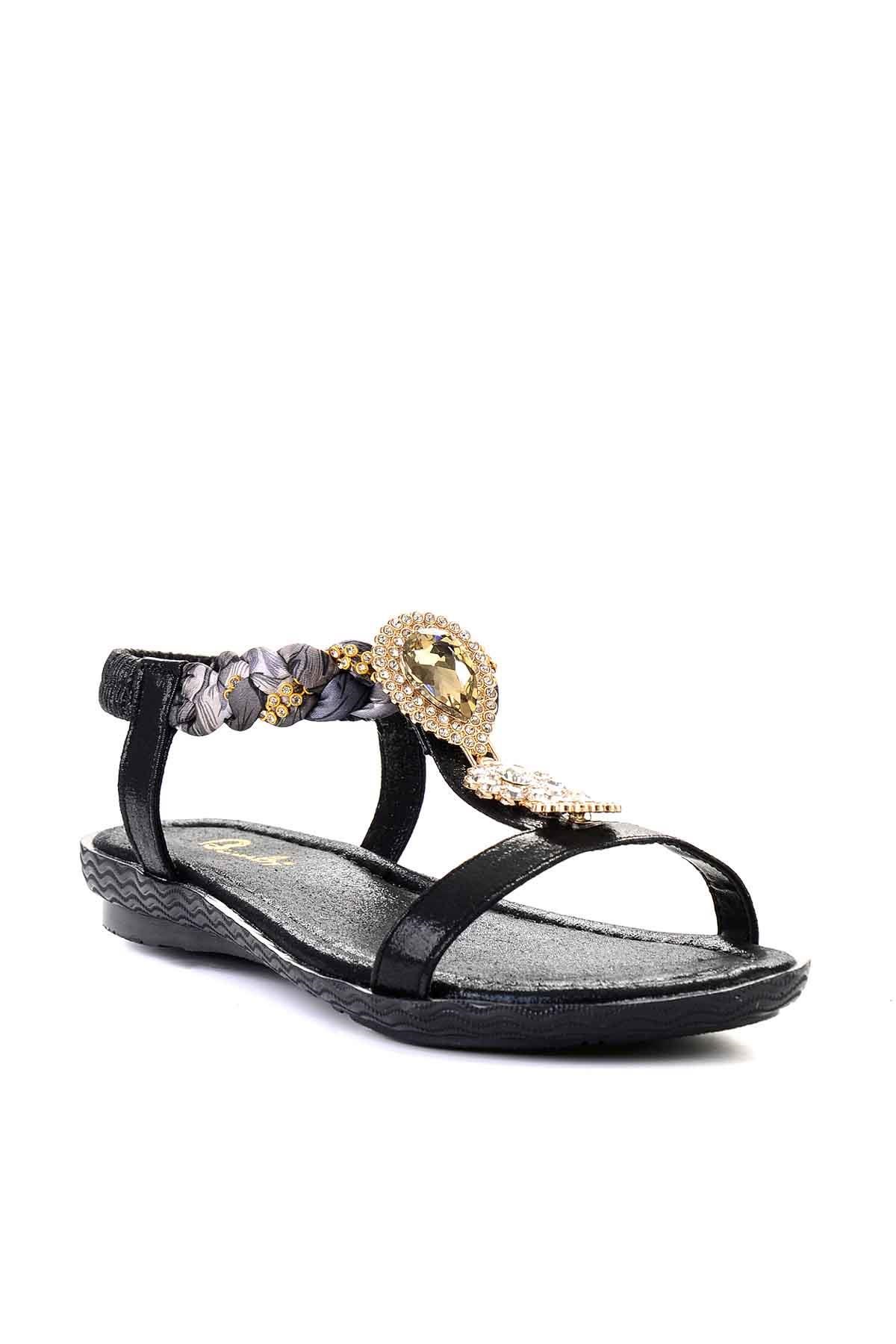 Siyah Simli  Kadın Sandalet L0625011378