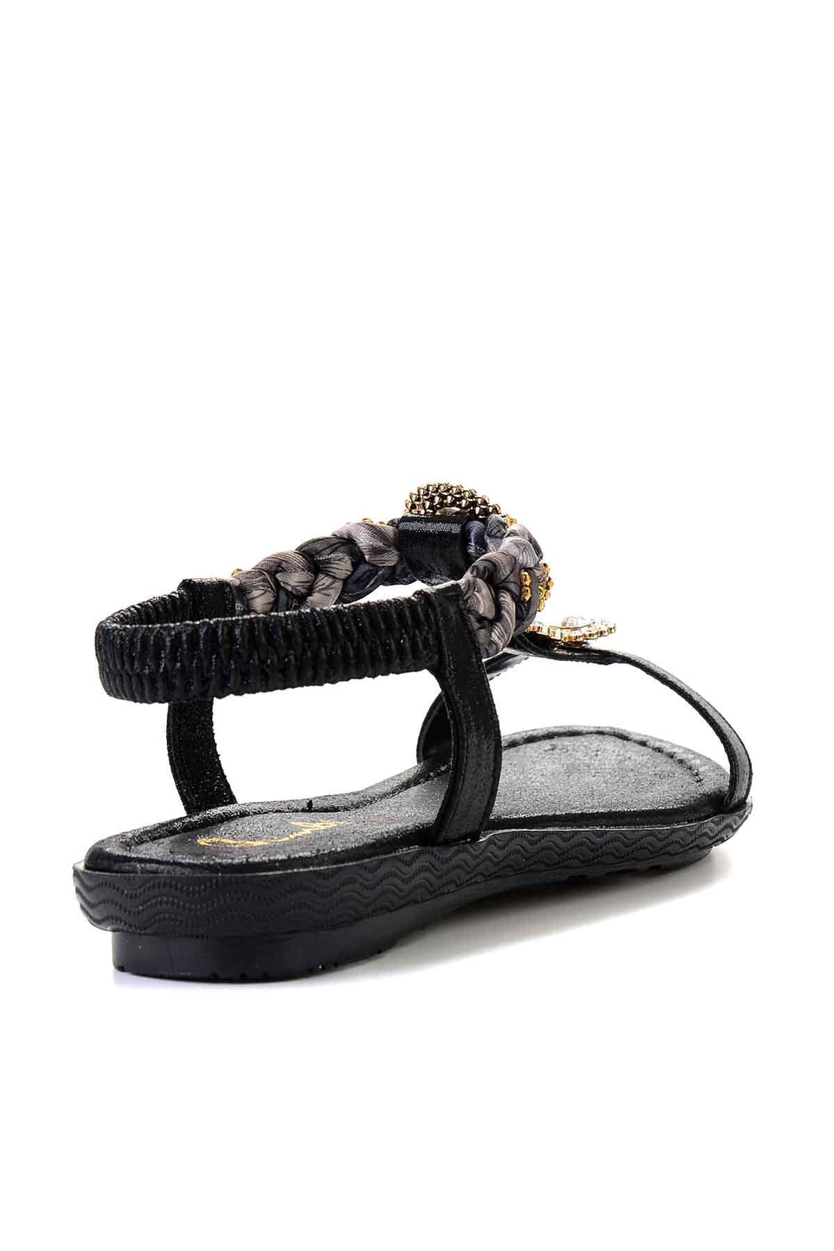 Siyah Simli  Kadın Sandalet L0625011378