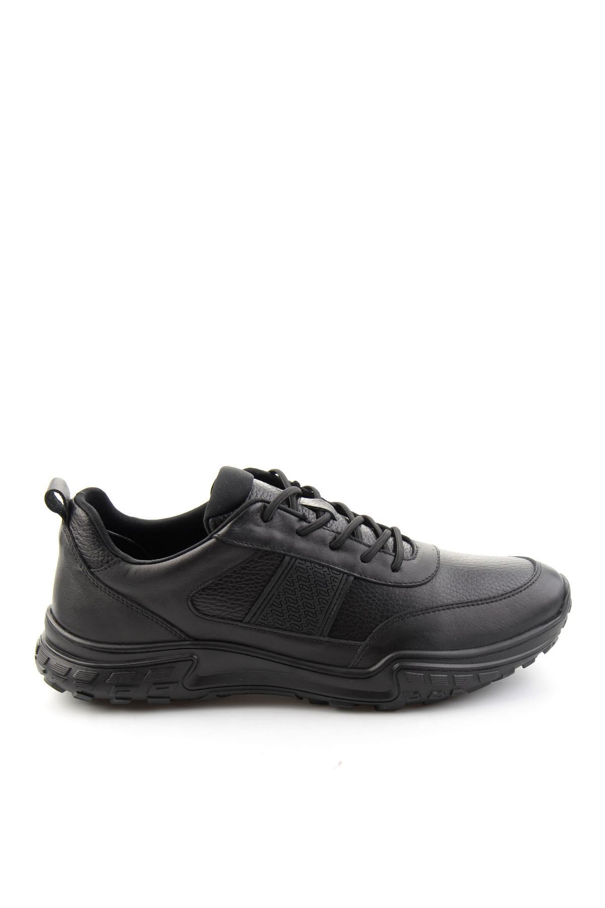 Siyah Siyah Floter Hakiki Deri Erkek Sneaker E01018271043