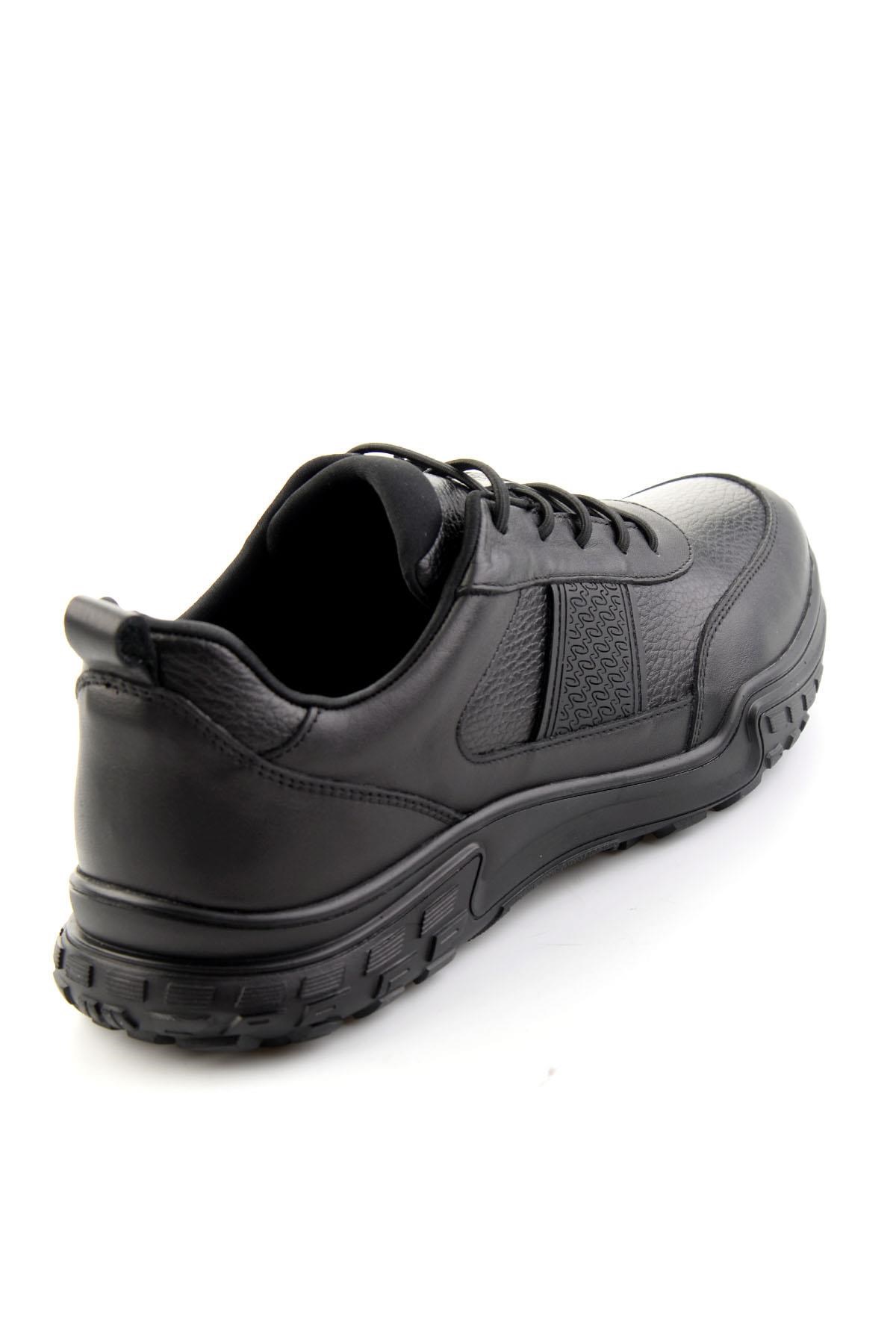 Siyah Siyah Floter Hakiki Deri Erkek Sneaker E01018271043