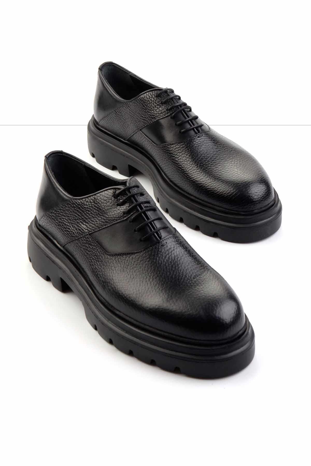 Siyah Siyah Hakiki Deri Erkek Klasik Ayakkabı E01194002140