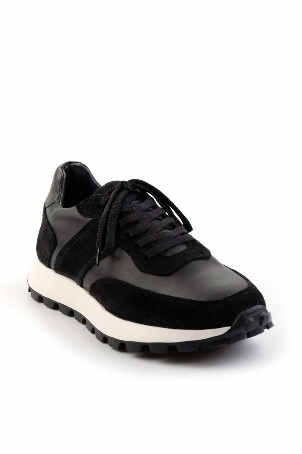 Siyah Siyah Hakiki Deri Erkek Sneaker E01401061101