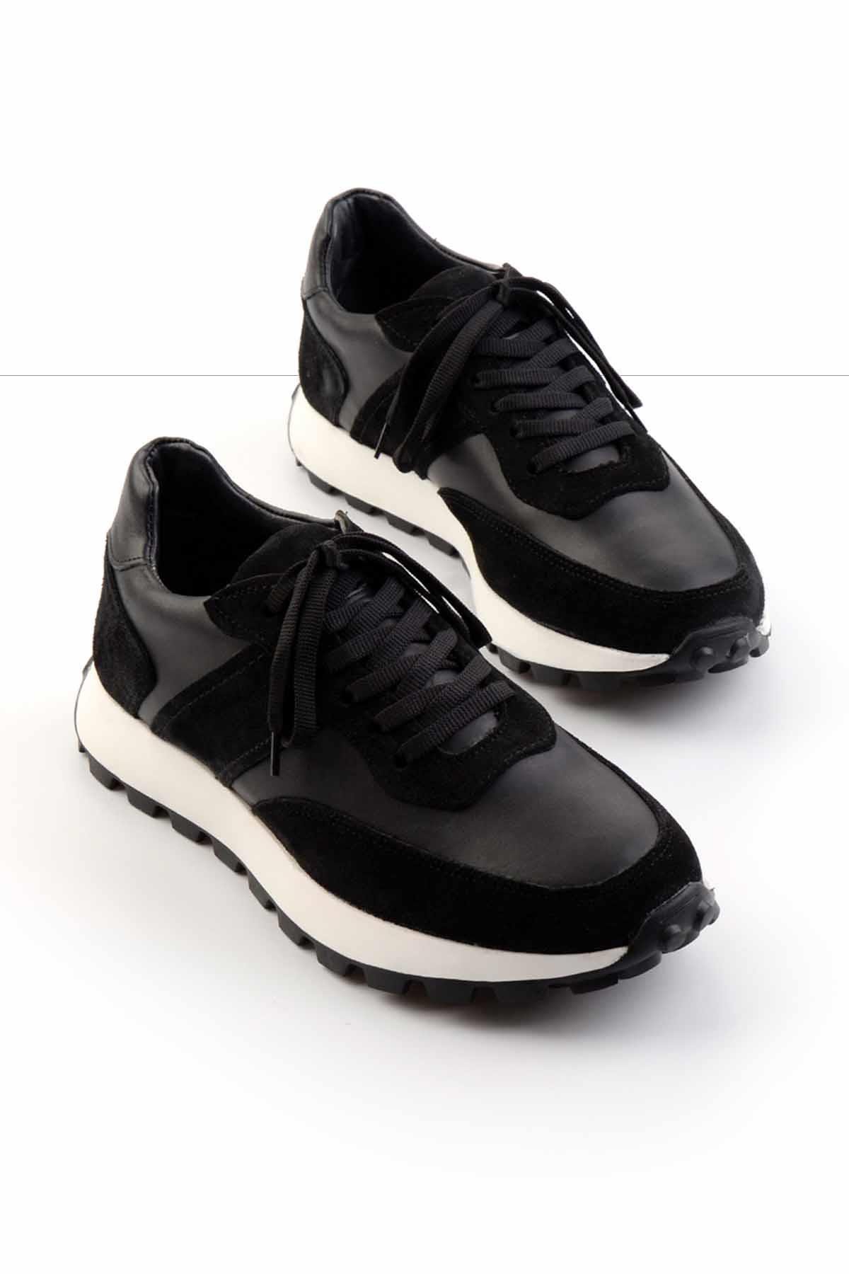 Siyah Siyah Hakiki Deri Erkek Sneaker E01401061101