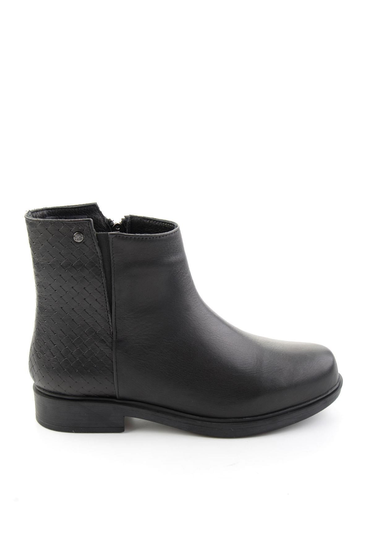 Siyah Siyah Hakiki Deri Kadın Bot & Bootie K02586307003