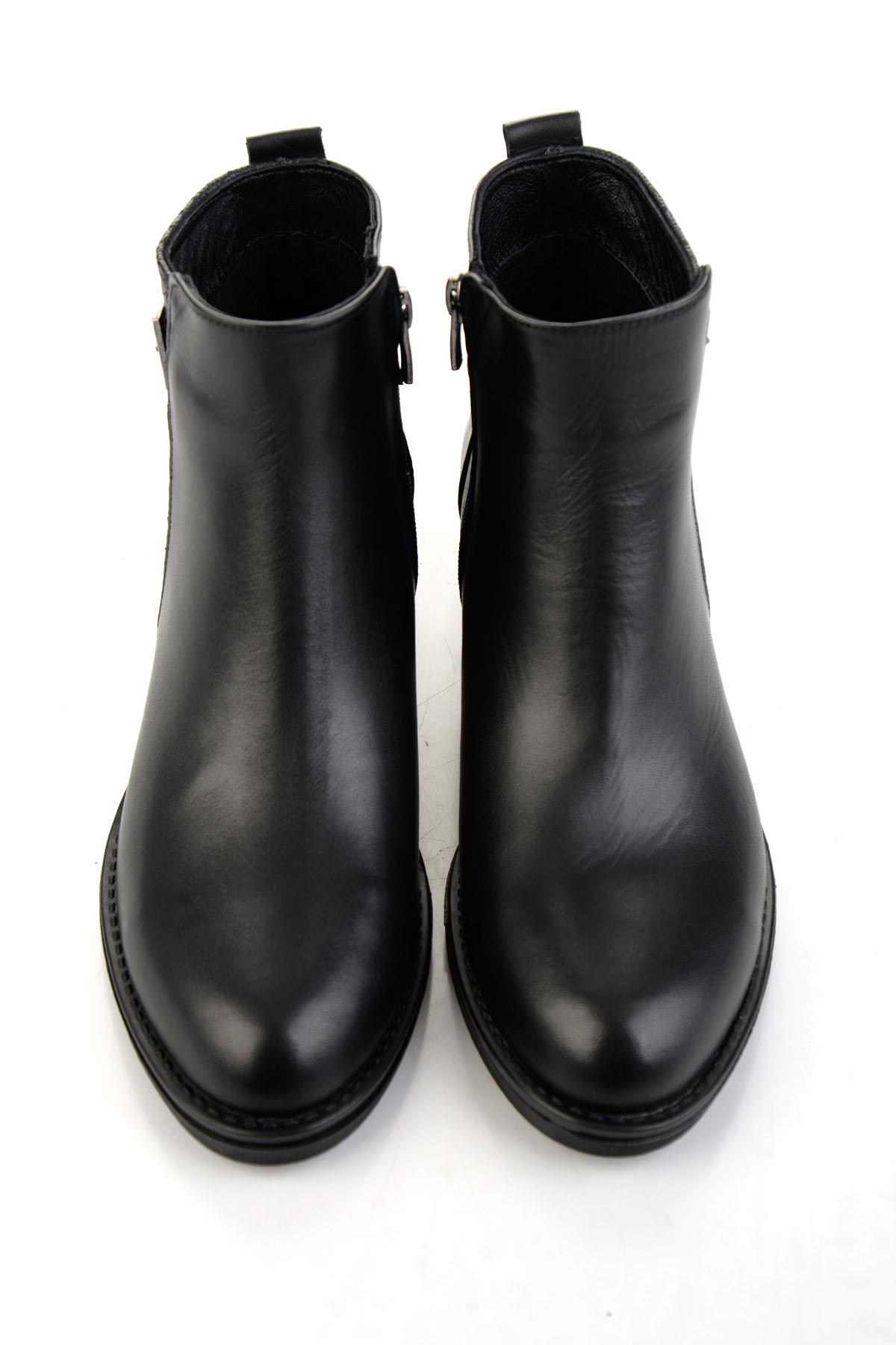 Siyah Siyah Hakiki Deri Kadın Bot & Bootie K02028733703