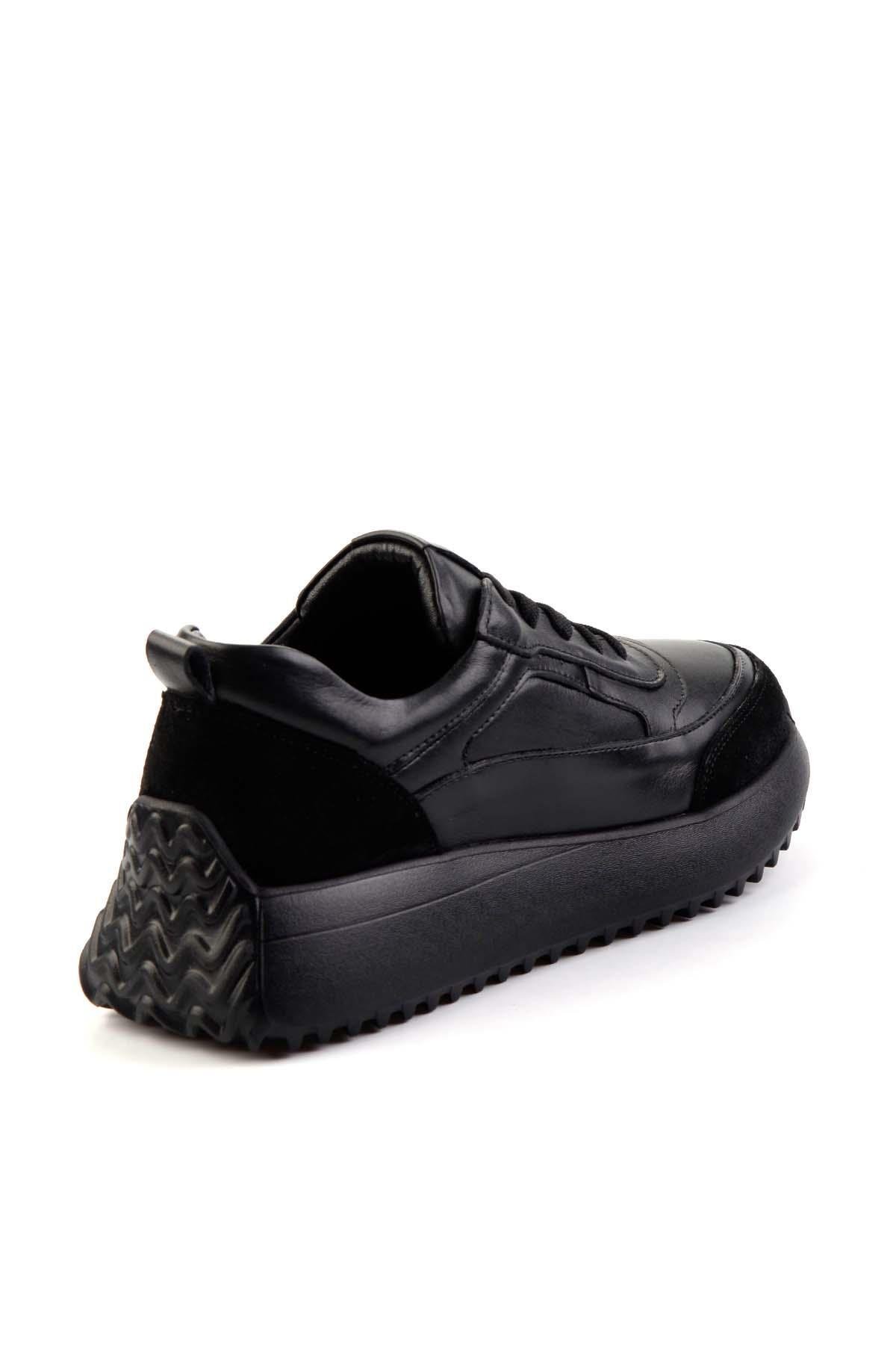 Siyah Siyah Hakiki Deri Kadın Sneaker K01048002303
