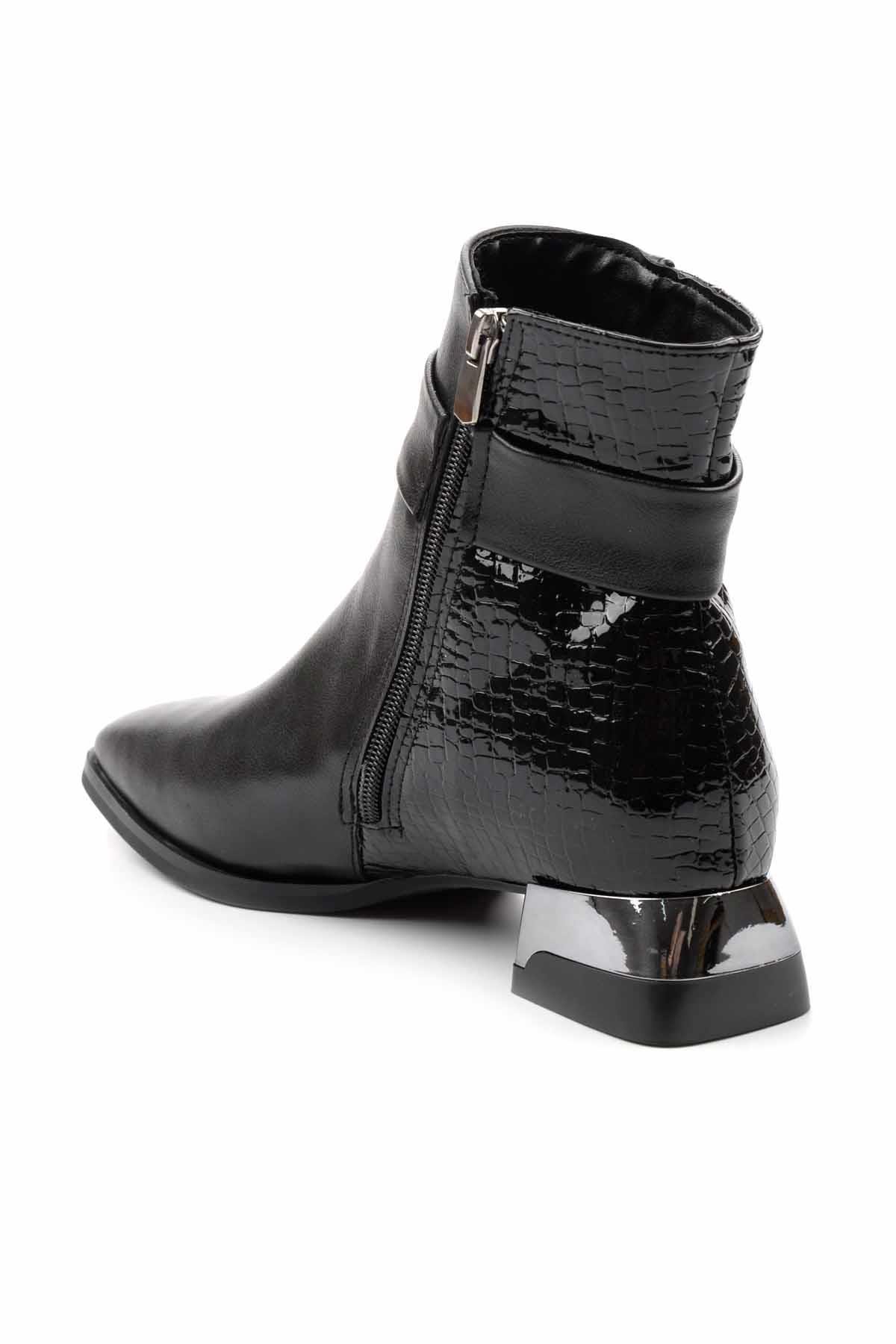 Siyah Siyah Kroko  Kadın Bot & Bootie K02874041309