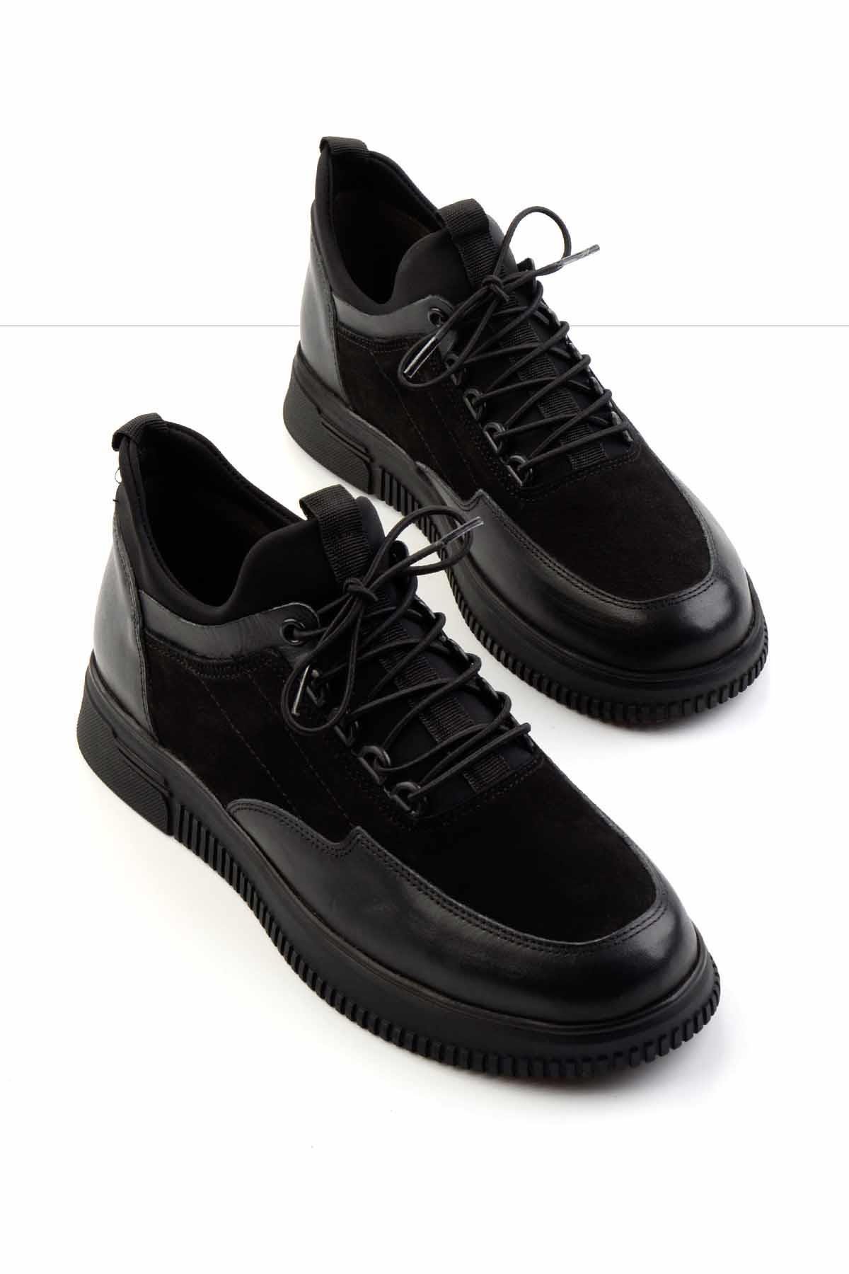 Siyah Siyah Leather Erkek Casual Ayakkabı E01398202043