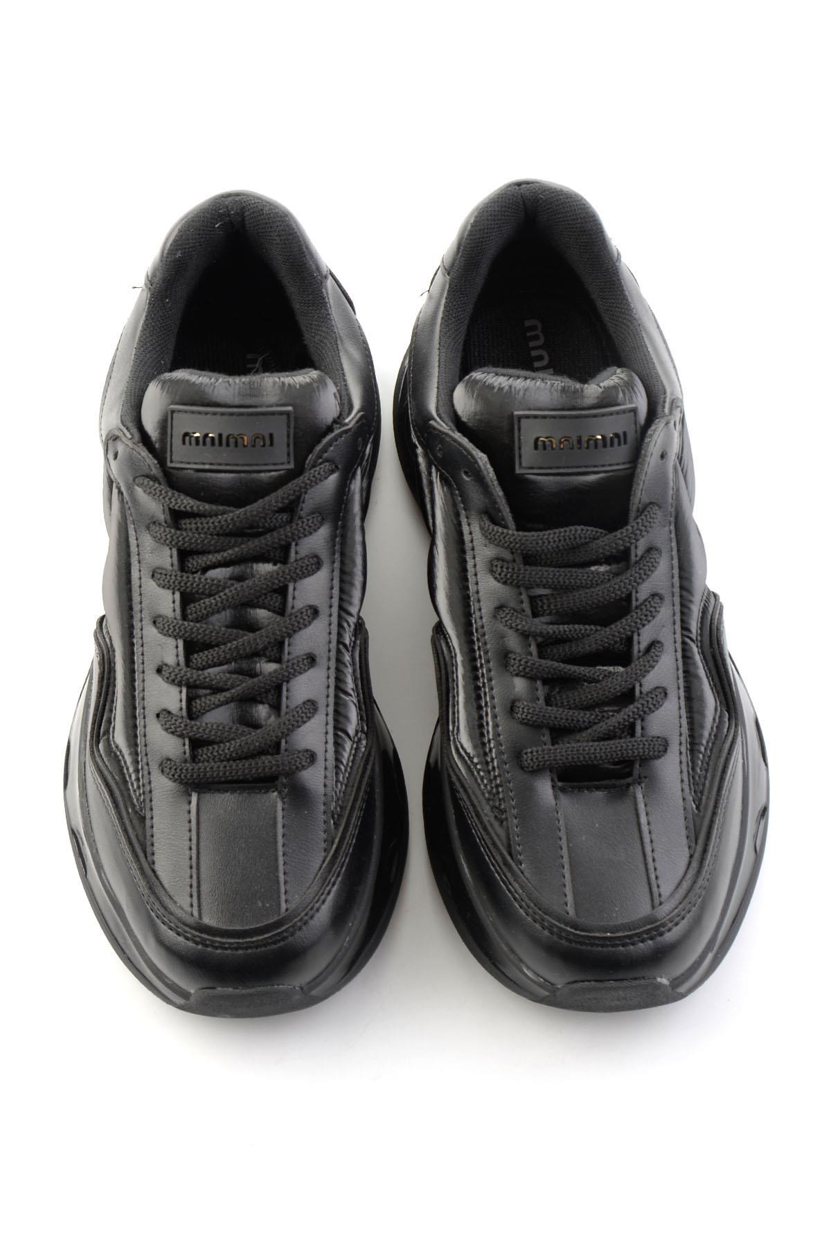 Siyah Siyah Streç  Kadın Sneaker K01228092409